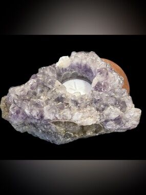 Large Quality Amethyst Crystal Cluster Tea Light Candle Holder